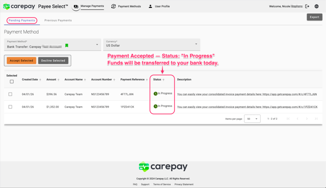 Payments In Progress